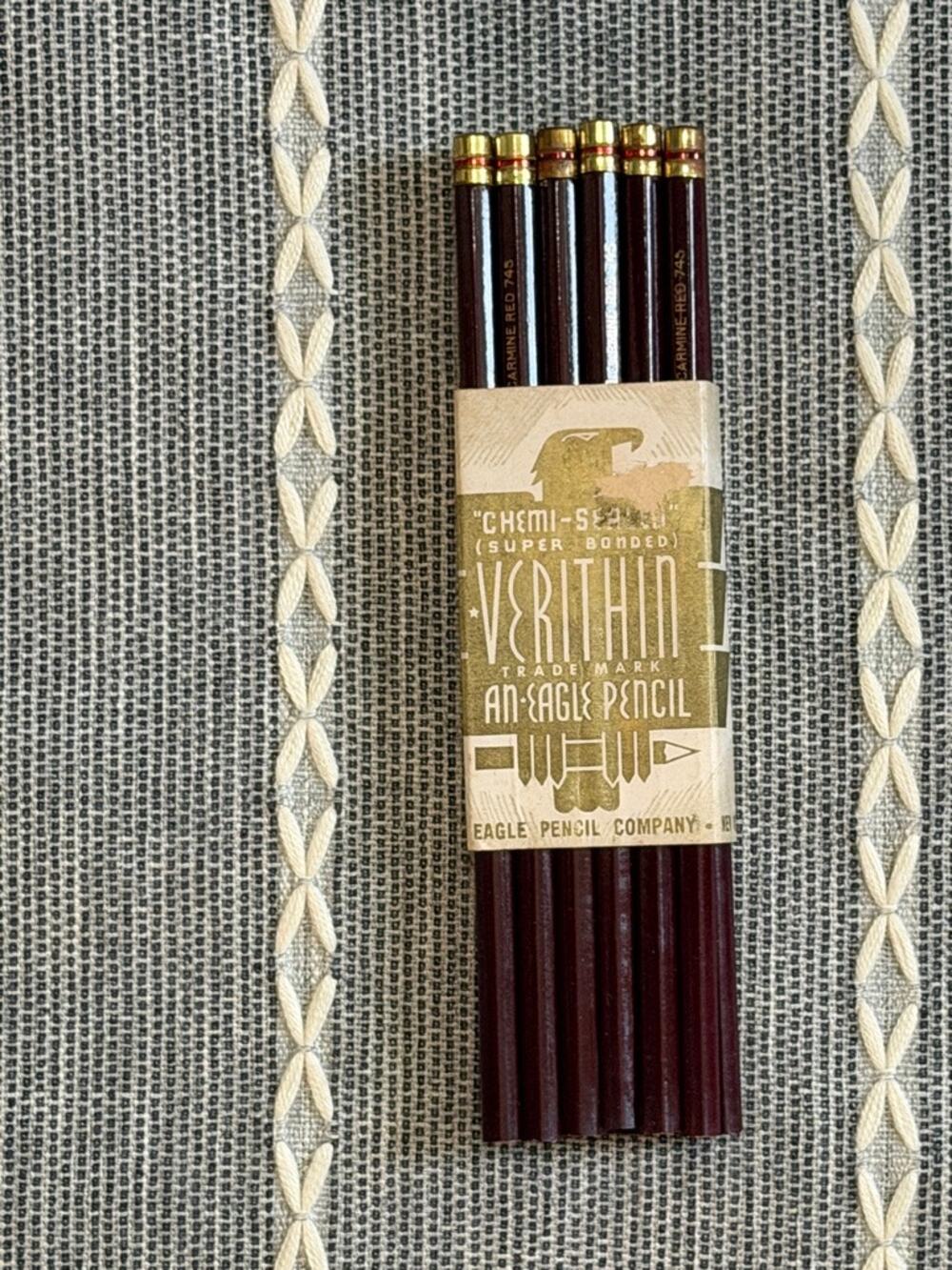 Vintage Verithin Eagle Carmine Red Pencil Pack 745 New Unused
